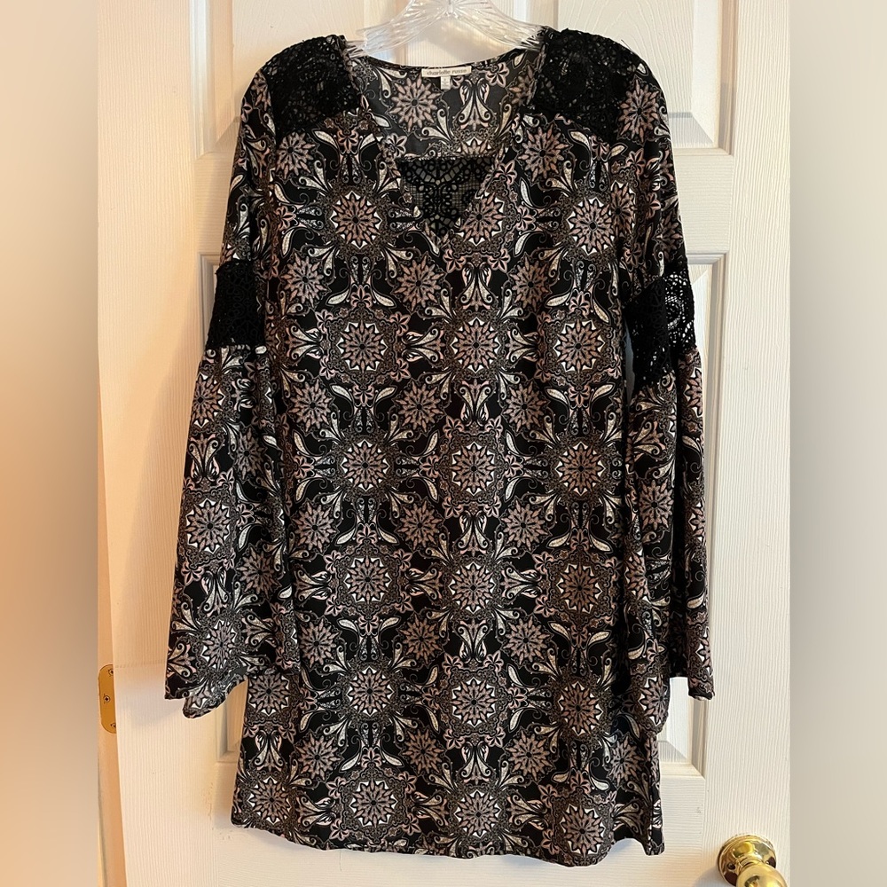 Pink and black pattern dress